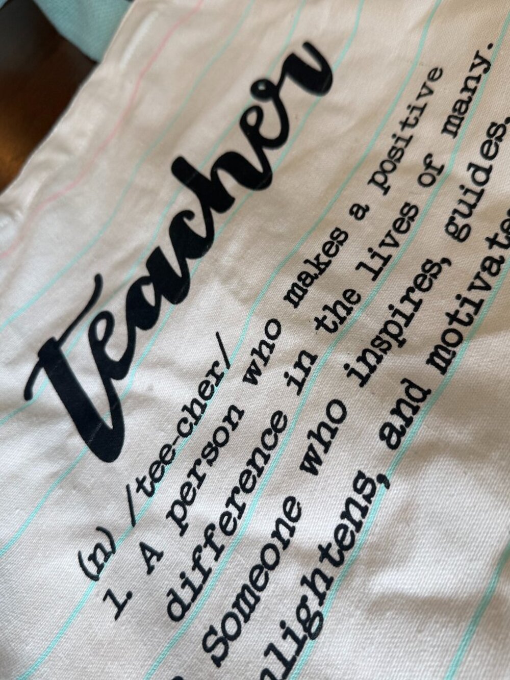Teacher Definition Canvas Tote Bag | Book Bag | Back to School Teacher Gift